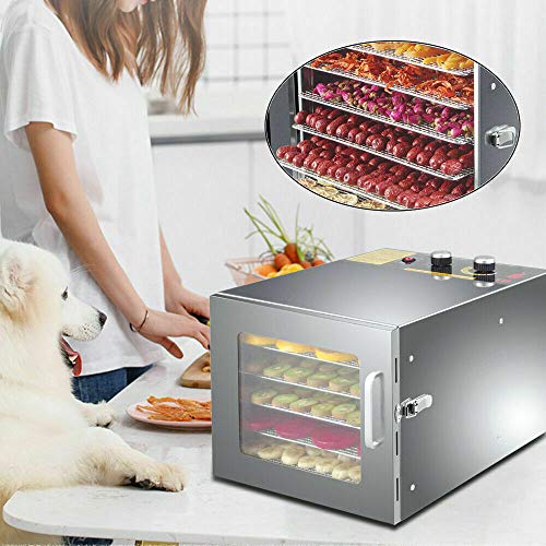 Dörrautomat 6 Schichten Edelstahl Dörrgerät mit Temperaturregler, für Lebensmittel Fleisch Früchte Gemüse, 35°C-70°C… – Bild 3