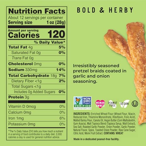 Stellar Snacks Pretzel Braids, 12 Oz Bag (Pack of 2) - Vegan, Kosher, Non-GMO, Rods, Twists, Sticks (12 Oz, Bold & Herby) - image 5