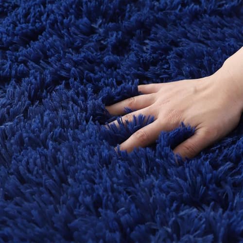 Image of Plush Shag Area Rug for Living Room, 244 cm x 305 cm, Brown (Blue, 2X2 FEET)
