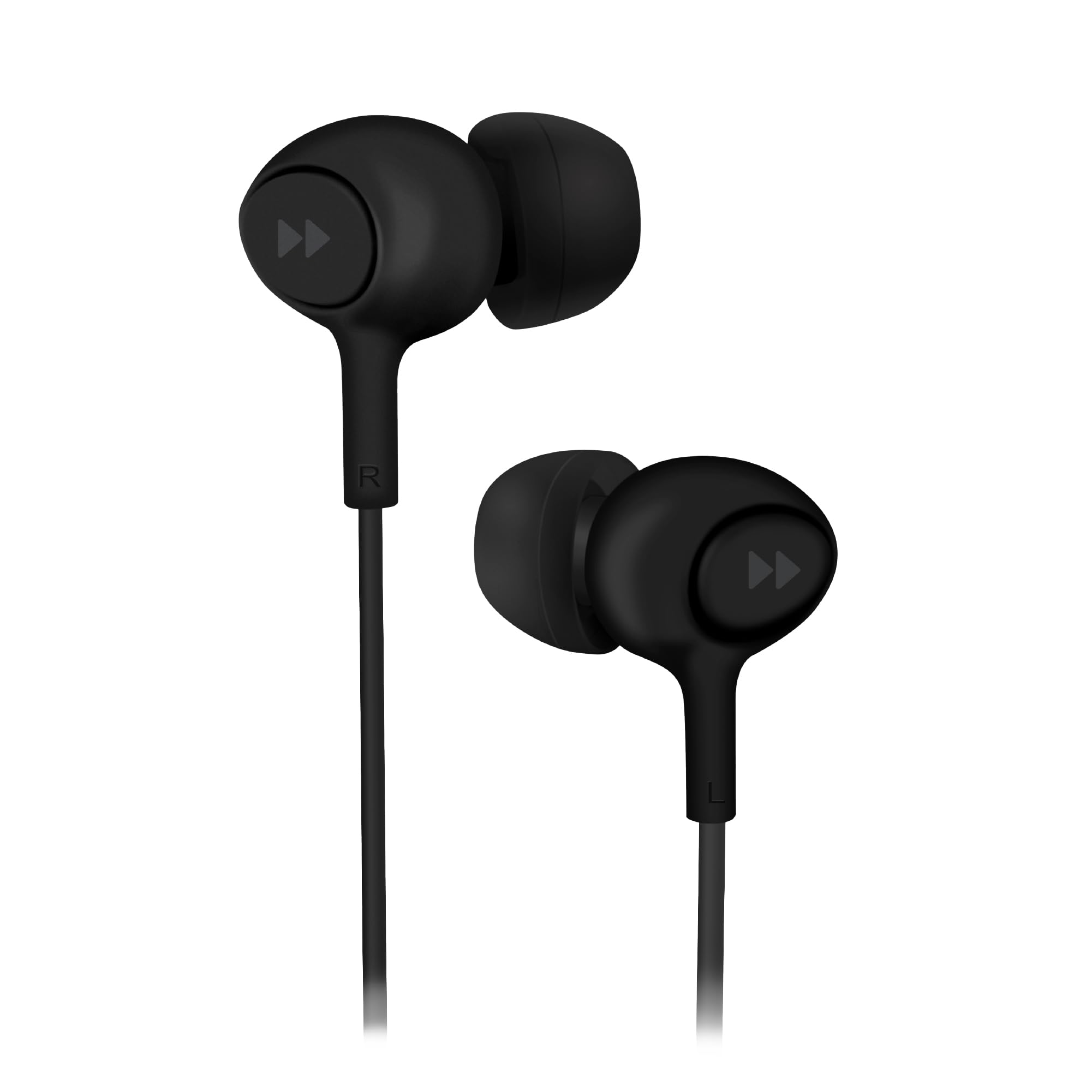 groov e Mobile Buds Wired In-Ear Earphones with Microphone - 3.5 mm Jack, In-Line Remote & Volume Control, Flat Cable, 3 Ear Tip Sizes for Comfortable Fit - Black