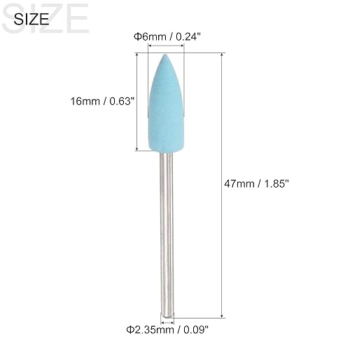 Miniatura 2 de uxcell 5 piezas de goma de silicona muelas de pulido 600 granos 0.236 in diámetro cabeza de pulido puntiaguda para herramienta rotativa eléctrica