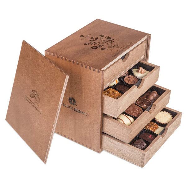 ChocoMassimo - Blumen - Pralinen - 40 Pralinen im Holzkästchen | Schokolade | Geschenkidee | Frau | Frauen | Mutter…