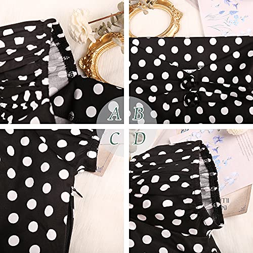 Image of YARN & INK Women's Rockabilly Tops 1950s Pinup Shirt Casual Off Shoulder Vintage Blouse