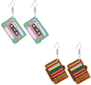 Retro Cassette Tape Earrings Set for Women 80s 90s Nostalgic Acrylic Earrings Lightweight and Durable Suitable for 80s & 90s Themed Parties Concerts and Daily Wear