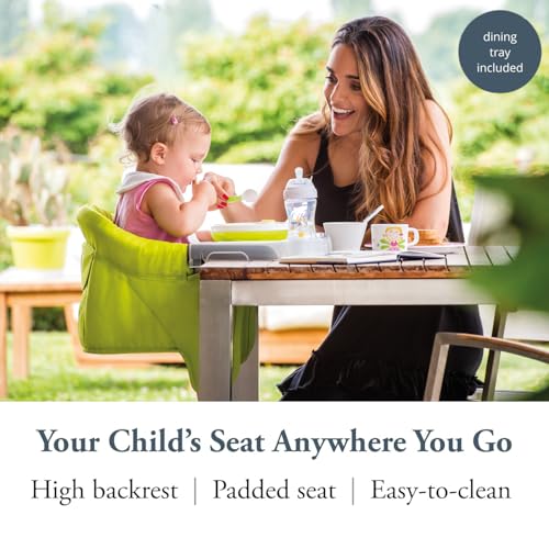 Image of Inglesina Fast Table Chair - Lime + Fast Dining Tray - Portable Baby High Chair - for Babies & Toddlers up to 37 lbs - Fits Tables 0.8'' to 3.5'' Thick - Compact & Easy to Use - Travel Bag Included