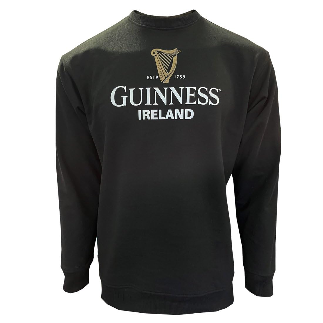 Guinness Ireland Black Sweatshirt With Gold Harp Design (UK, Alpha, S, Regular, Regular, Black)