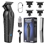 KEMEI 2299 Professional Hair/Beard Trimmer for Men Zero Gapped Hair Clippers for Barber with T Blade, Cordless Rechargeable