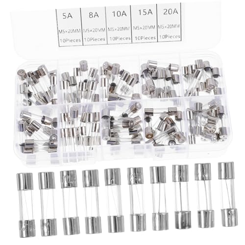 Kit LIFKOME con 100 Fusibles de Vidrio de Acción Rápida para Uso Doméstico y Automotriz, Diseño Transparente para Fácil Monitoreo miniatura 1