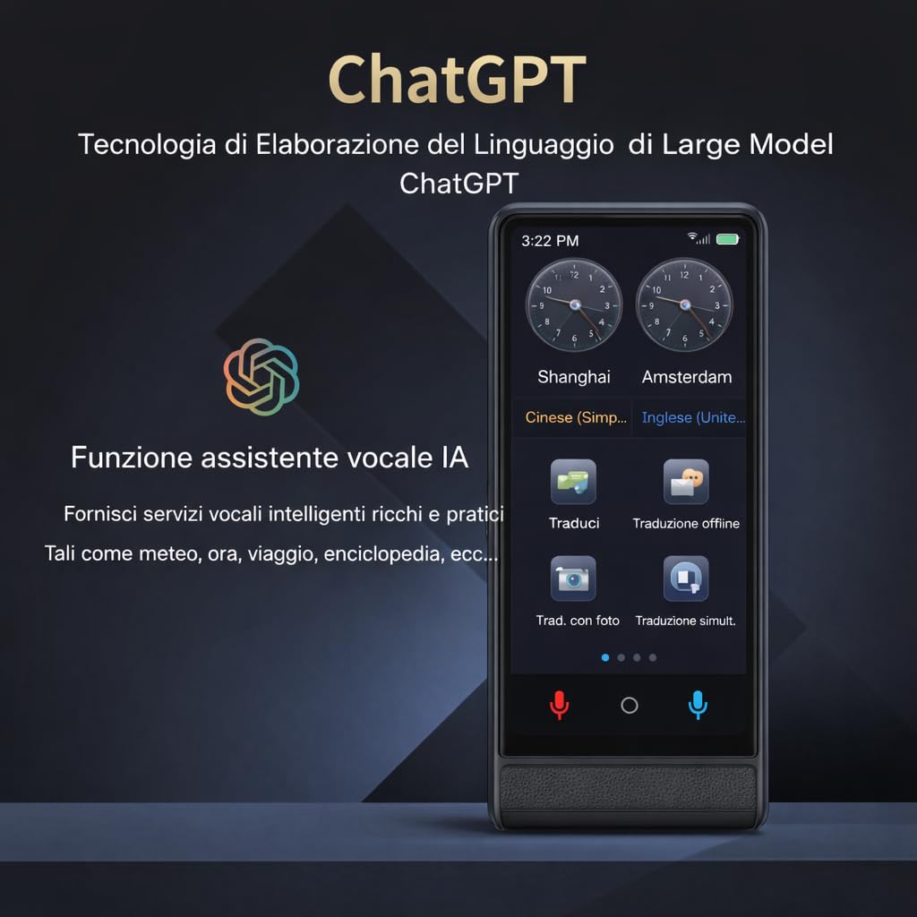 California PRO 2026, Traduttore Vocale Istantaneo Senza WiFi, Schermo Touch 4 Pollici, Alluminio Premium, 142 Lingue Online 22 Offline, Traduttore Portatile con IA