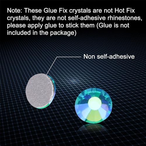 Image of Jollin Glue Fix Crystal Flatback Rhinestones Glass Diamantes Gems for Nail Art Crafts Decorations Clothes Shoes(ss4 2880pcs, Aquamarine AB)