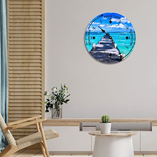 Ditooms Tide Clock Cloud Bridge At Atlantic Beach East Coast Atlantic Ocean Time Tidal Clock High And Low Tide Wall Hanging Art Tide Movement Clock For Beach House Cottage 14X14 In #TOP4