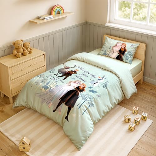 Image of Sassoon Disney Frozen Sisters Digital Printed, Cotton Single Bedsheet, 300 TC, 1 Pillow Cover, Fade Resistant, Bedsheet for Kid's Bedroom, (1.50m X 2.35m)