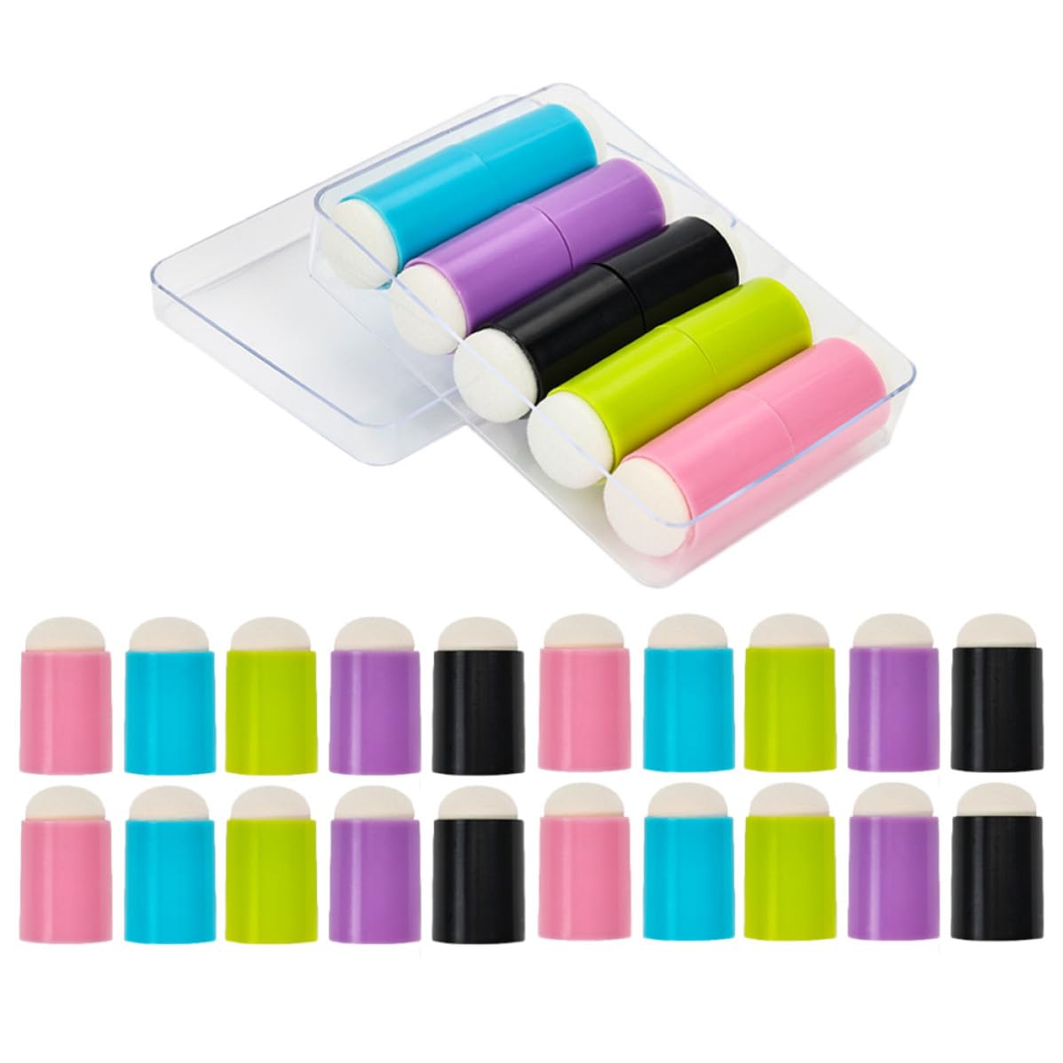 Nail Art Sponge Pen Replacement Heads Soft Sponge Tips 30pcs round Easy to Operate Plastic Material Nail Beauty Tool for Manicure Dotting Pens Professional Use