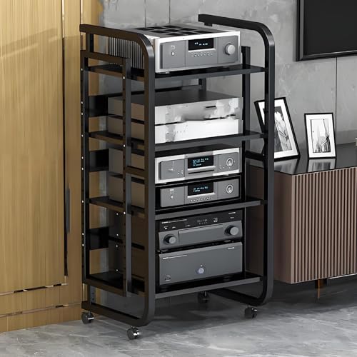YQMHEZ Meuble HiFi, Meuble Rack Audio for tourne-disque, tour de Meuble stéréo avec hauteur réglable et roulettes, meuble de rangement multimédia, for...