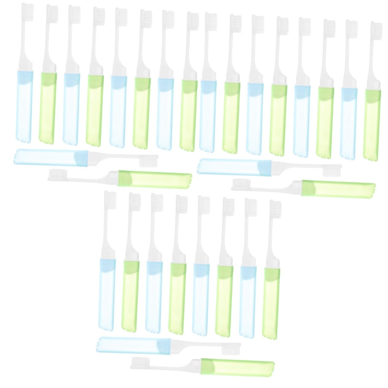 Beaupretty 30piezas Cepillos De Dientes Plegables Para Cepillos De Dientes Portátiles Para Camping Azules y Verdes Perfectos Para y