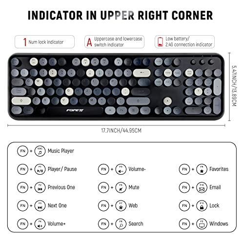 Image of FOPETT Wireless Keyboard and Mouse Combo, 104 Keys Full-Sized 2.4 GHz Round Keycap Colorful Keyboards, USB Receiver Plug and Play, for Windows, Mac, PC, Laptop, Desktop (Grey)