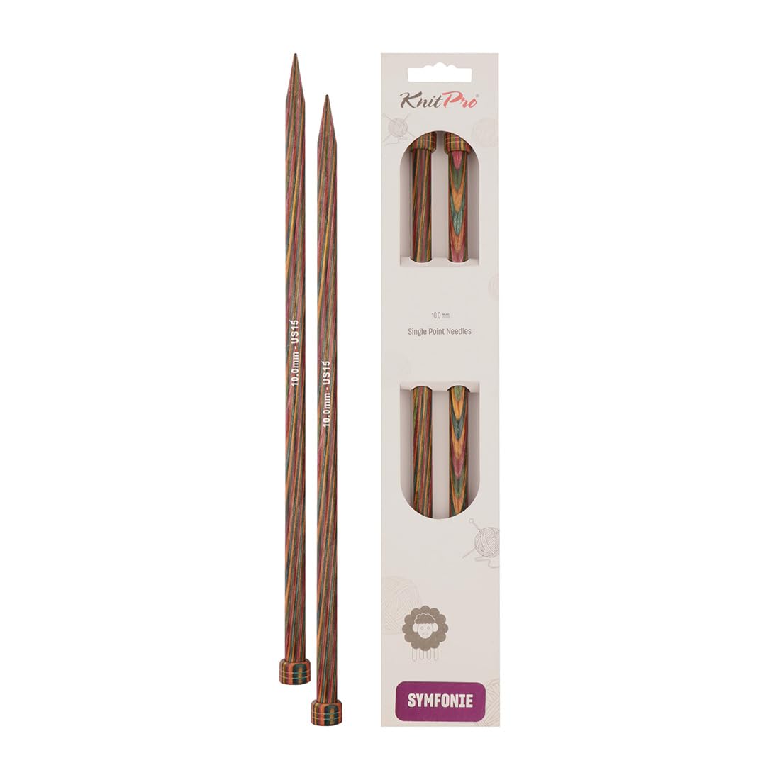 KnitPro Symfonie Single Pointed Needles 10" (25cm) | 10.00mm