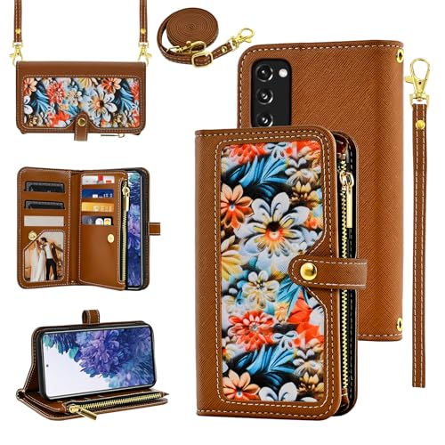 Furiet Floral Wallet Case for Samsung Galaxy S20 FE 5G 6.5 inch Women Brown
