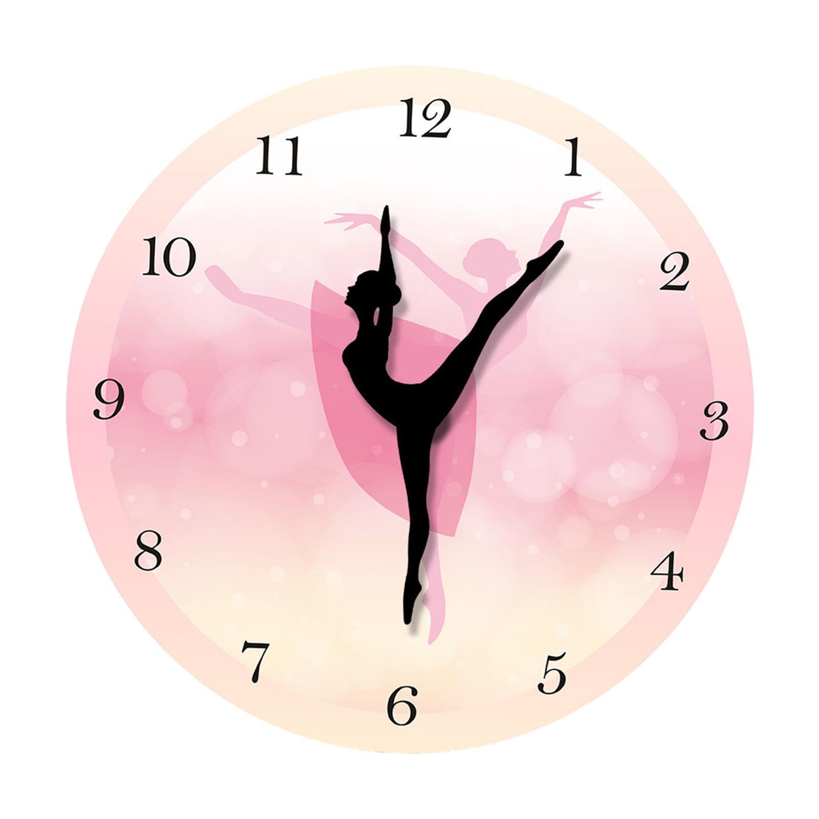 TWISAXC Wall Clock 12inch Ballet Girl Silent Decorative Acrylic Clock Kitchen Office And Home As Hand Turns 30cm Silent Non Ticking For Kitchen Office