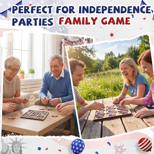 American Flag Wooden Tic Tac Toe Juego de Mesa miniatura 3