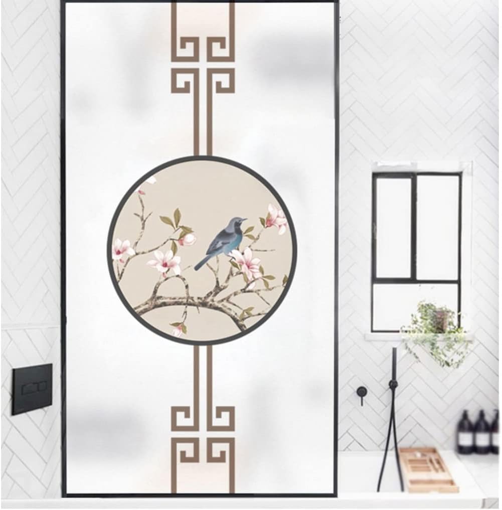 Window Privacy Film Window Film Window Privacy Film Landscape Painting Glass Sticker Bathroom Anti-Light Sticker Bathroom Frosted Window Glass Film Blackout Window Film Window Films(A,70 * 120 cm)