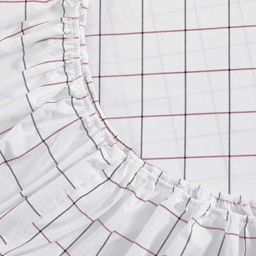 Image of Tommy Hilfiger - Sheet Set, Cotton Percale Bedding with Matching Pillowcases, Crisp & Cool, Premium Quality Home Essentials (Glasgow Windowpane Blue, Queen)