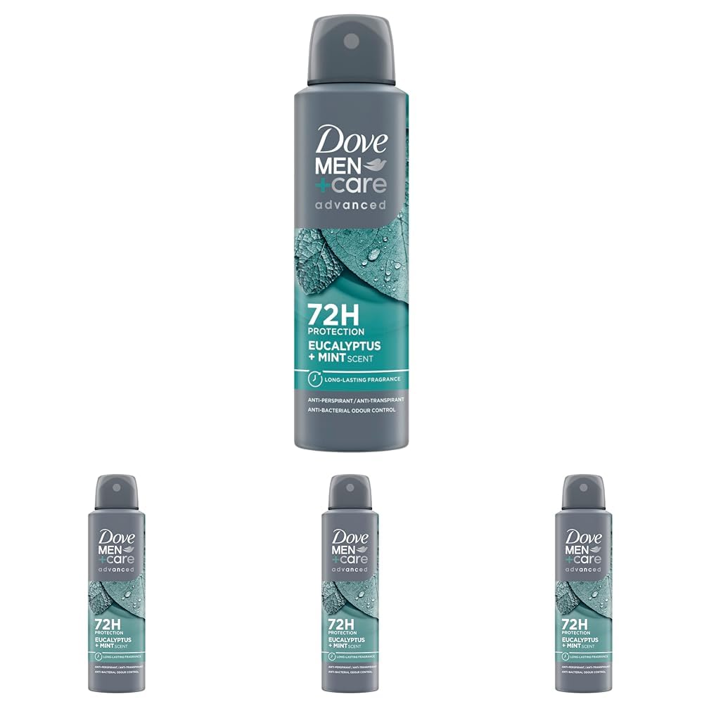 Dove Men+Care advanced Deo Spray Eukalyptus + Minze Anti Transpirant schützt 72 Stunden vor Körpergeruch und Schweiß 150 ml (Packung mit 4)