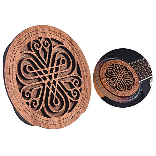 SIUKE Guitar Wooden Soundhole Sound Hole Cover Block Feedback Buffer Mahogany Wood for EQ Acoustic Folk Guitars,Guitar Parts Accessories,Sound Hole Cover