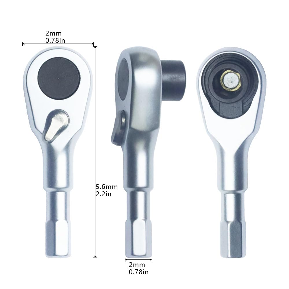MORETOPGOOD Hex Mini Ratchet Wrench, 1/4" Hex Bits Adapters - Image 2