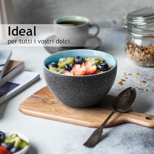 MIAMIO - 750 ml, Set di 6 ciotole, ciotola in ceramica, ciotola per insalata, ciotola per zuppa, ciotola per cereali - Adatto per microonde, lavastoviglie e forno - Collezione Las Palmitas - immagine 3