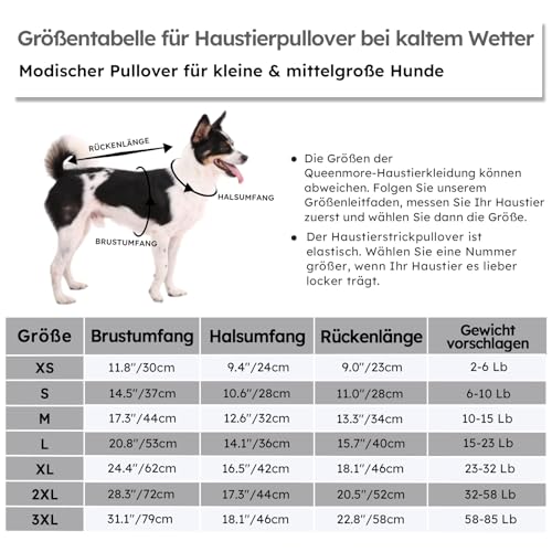 Queenmore Hundepullover Kleine Hunde Wärme Dackel Hundepulli Strick Pullover Hund Strickmantel Mit Zopfmuster Hundepullover Französische Bulldogge Bulldog Chihuahua Katzen Corgi, Dunkelgrau, Xs