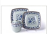 Ha un valore di raccolta LH Oggetti D\'Antiquariato Oggetti D\'Antiquariato Serie Blu e Bianca con Coperchio Coperchio Di Porcellana Di Stoviglie in Melamina con Coperchio Tazza Di Zuppa Giapponese da Tavola,A