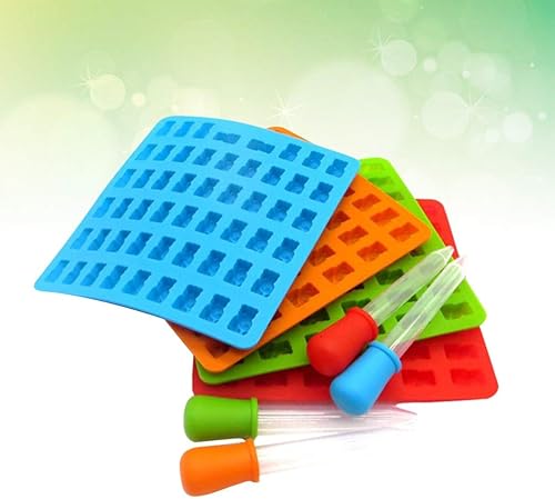 Miniatura 9 de DOITOOL 4 juegos de moldes de chocolate para oso hecho a mano con 53 cavidades, caramelos, dulces, con gotero, para bebidas y hielo, para niños y