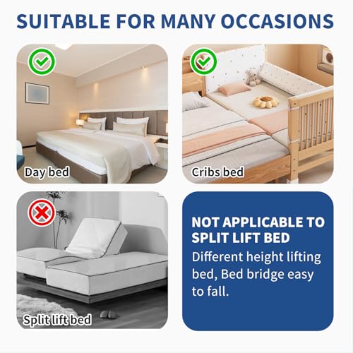 Bed Bridge Twin to King Converter |Two Twin mattresses Connector| Split King Gap Filler for Adjustable Bed| Non-Slip | Washable Cover (80"X10") by Limthe - Image 8