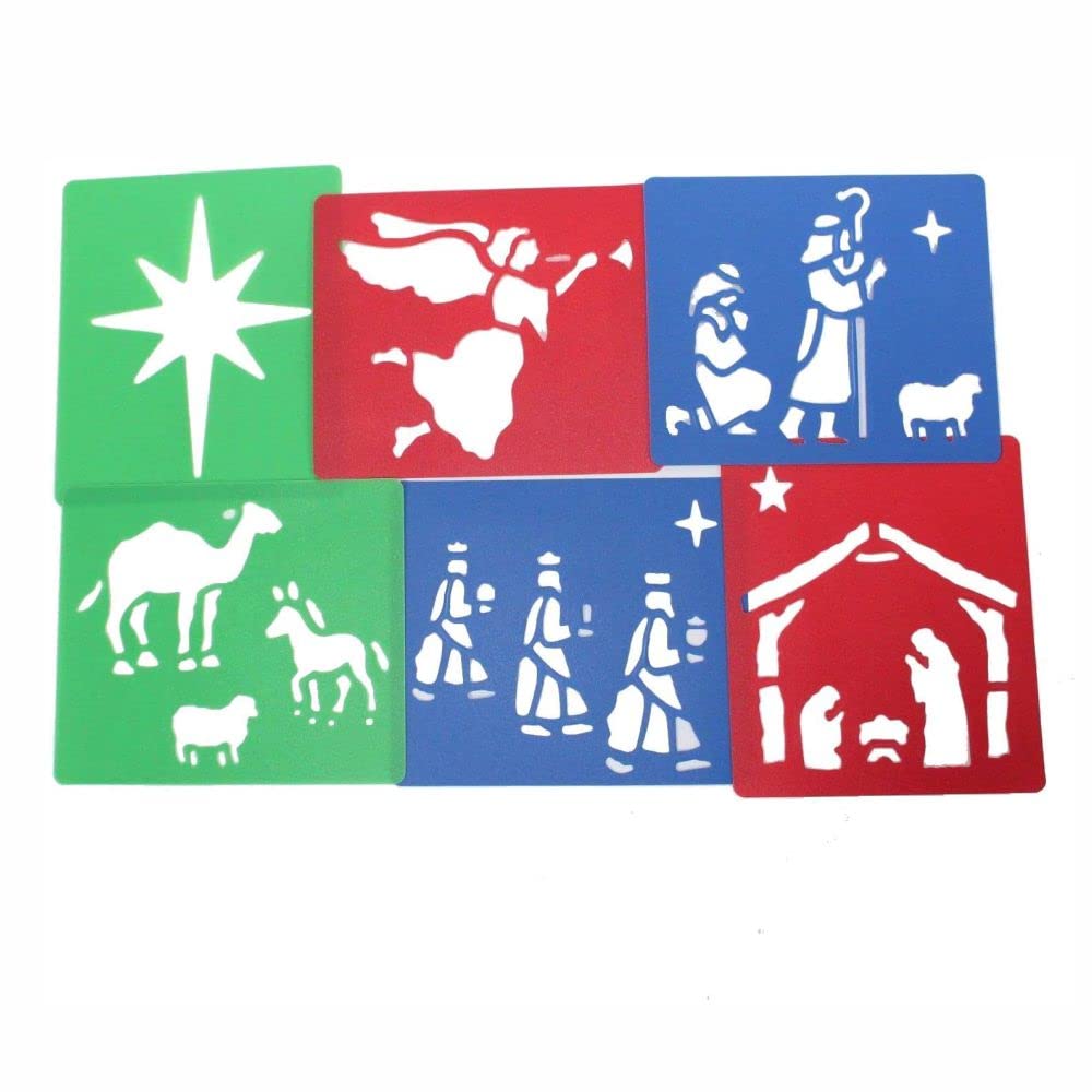 3 Ace Crafts (Pack of 1) Nativity Stencils for Children's Arts and Crafts Washable Stencil - Depicting Nativity Scenes, Wall Decorations, Perfect for Home, School Projects - Approx Size 13cm x 15.5cm