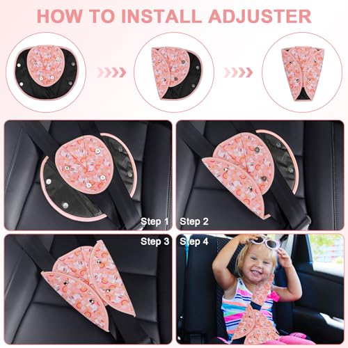 image for Amintiri Seat Belt Adjuster and Seatbelt Covers for Kids, Shoulder Nec