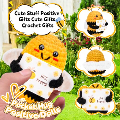 Vibbang Funny Positive Bee, Mini Crochet Bee Positive, Good Luck Gifts Bee Crochet Worry Dolls, Pocket Hug Bee - Image 4