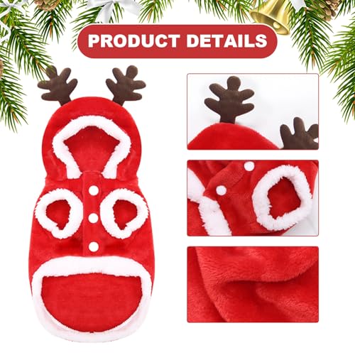 Rot Hundekostüm Weihnachten Elchkostüm - Haustier Weihnachtskostüm Mit Schal,Winter eihnachtskostüm Hund Hundemantel für Katzen Hunde Welpen Weihnachten Kostüm Hund Geschenk