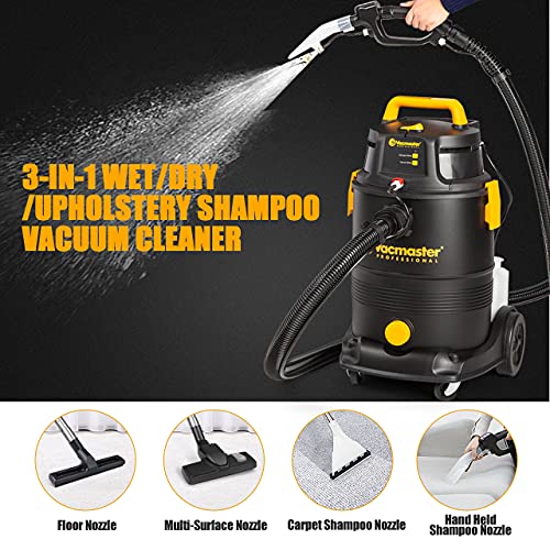 Image of Vacmaster Wet Dry Shampoo Vacuum Cleaner 3 in 1 Portable Carpet Cleaner 8 Gallon 5.5 Peak HP Power Suction