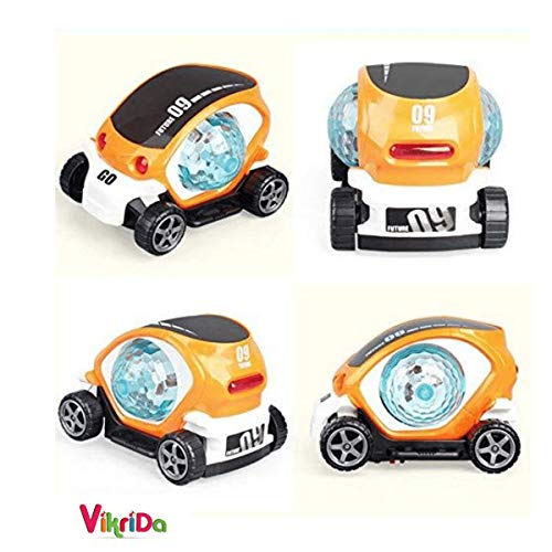 Image of Vikrida Rotating Stunt Car Toy for Kids - Bump and Go Action with 4D Lights and Music - Multicolor (Musical Stunt Car)