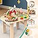 Weilim Activity Table for 1 Year Old, Baby Wooden Sensory Table with Bead Maze Shape Sorter Train Track for Toddler, Farm Montessori Toy Activity Center Educational Learning Toys for Kids 12+ Months