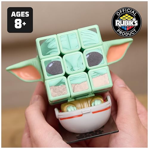 Image of Rubik's Cube, Star Wars Grogu Cuber with Display, Mandalorian's The Child, Problem-Solving Brain Teaser, Classic Color-Matching Puzzle, Fidget Toy for Kids, Collectible Star Wars Toy, for Ages 8 & Up