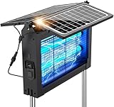 Upgraded Solar Bug Zapper Outdoor with Dual Panels, 4500V Cordless Rechargeable Fly Insect Killer Waterproof Electric Mosquitoes Zapper for Patio Garden Backyard RV Camping Pond