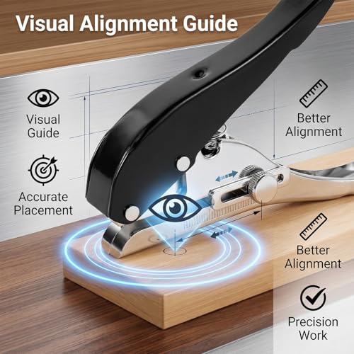 Image of 10mm Metal Hole Punch | Heavy Duty Single Hole Punch with 25-30 Adjustable Depth & Visual Alignment| Spring Loaded Precision Punch Tool for Woodworking, PVC, Plastic Sheets & Office Use