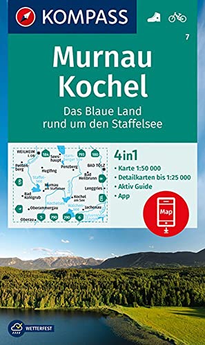 KOMPASS Wanderkarte 7 Murnau - Kochel - Das blaue Land rund um den Staffelsee 1:50.000: Wanderkarte mit Aktiv Guide und Radwegen.