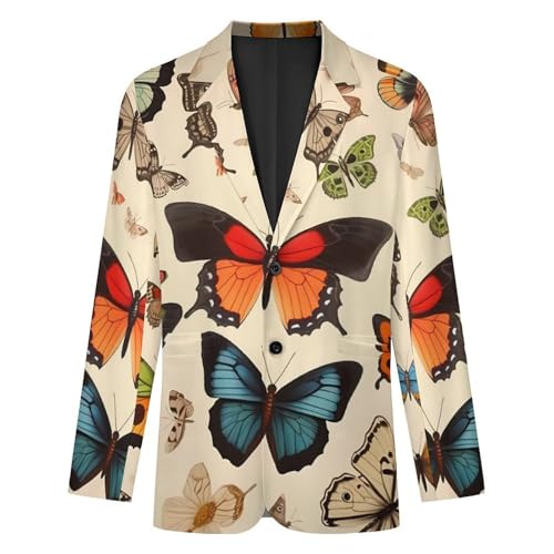 Vintage Butterfly Pattern Men's Casual Blazers Slim Fit Sport Coats Blazer Two Buttons Suit Jacket for Work Party4
