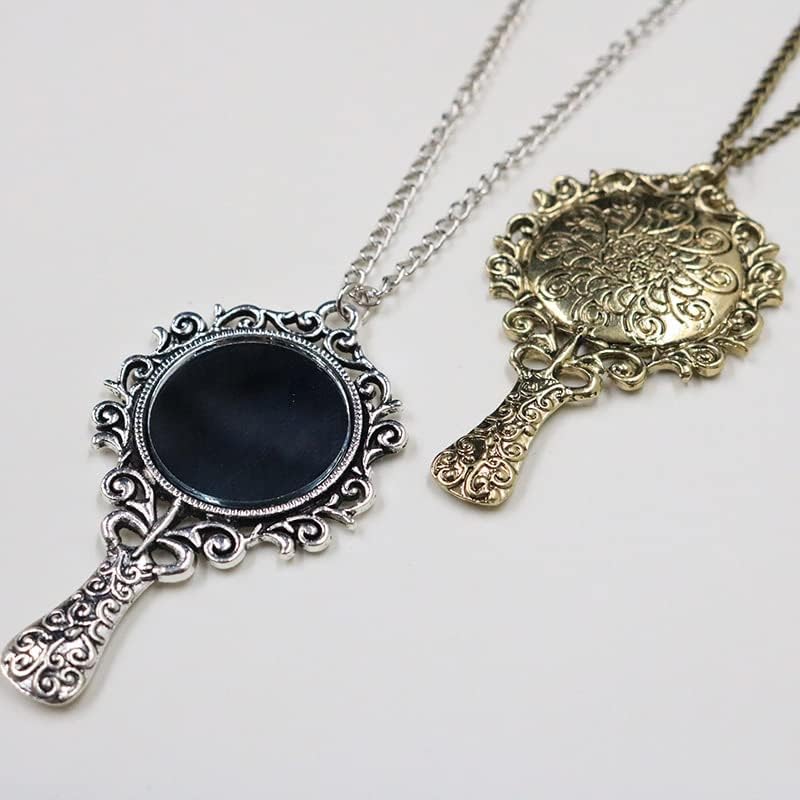WLLAY Vintage Ancient Mirror Pendant Necklace Long Chain For Women Jewelry Gift - Image 8