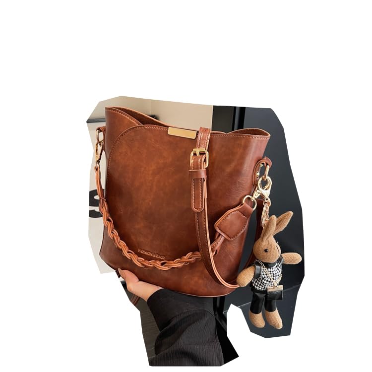 Vintage Bucket Bag for Women, Designer Top Handle Purse, Elegant Shoulder Crossbody Handbag for Everyday Versatile Use