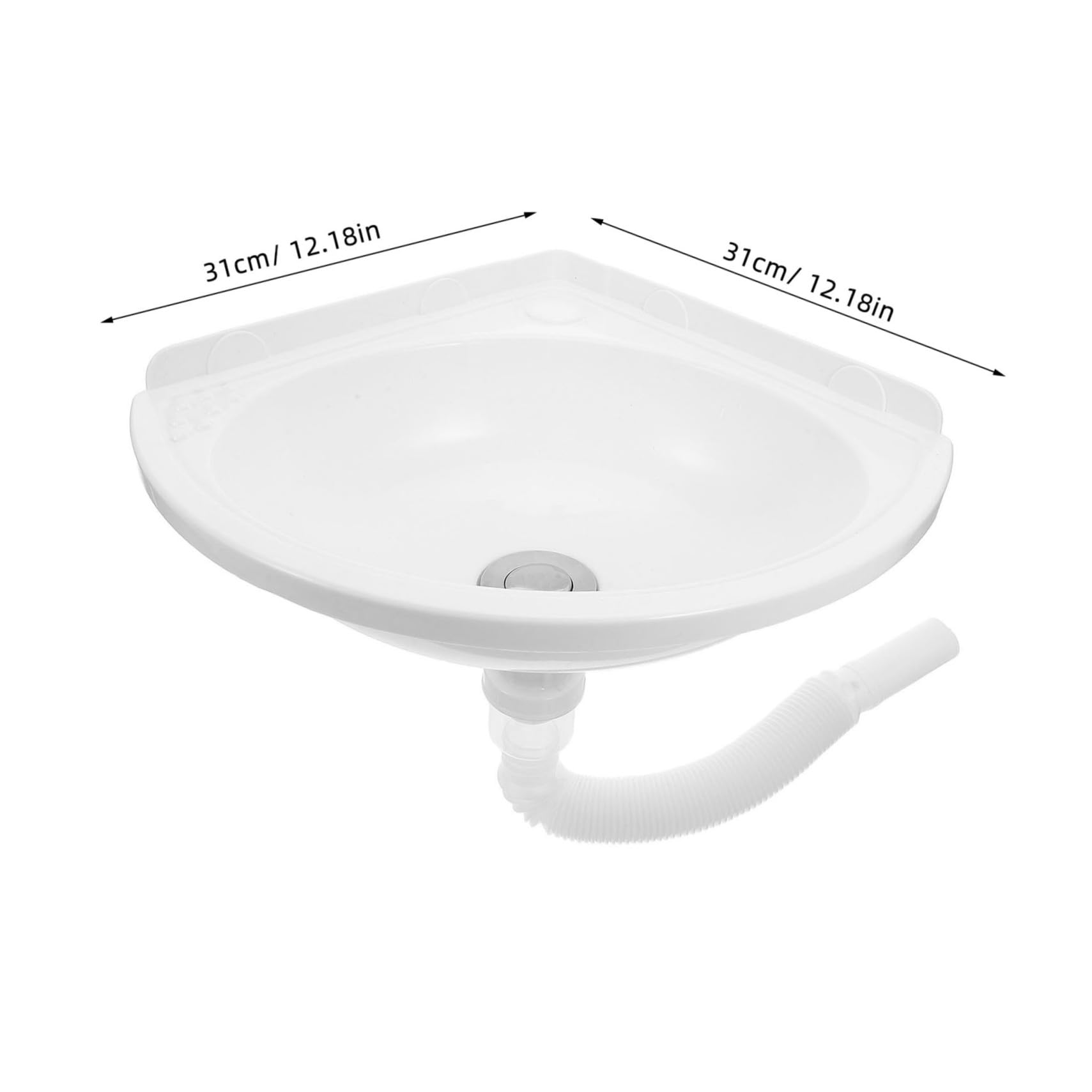 VILLCASE Lavabo Triangulaire Mural en Plastique Blanc pour Petite Salle de Bain, Facile à Entretenir et Optimisant L'espace Design Moderne et Compact