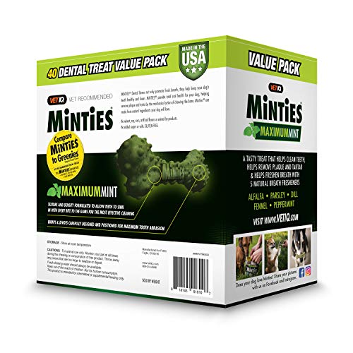 Image of VetIQ Minties Dog Dental Bone Treats, Dental Chews for Dogs, (Perfect for Medium / Large Dogs over 40 lbs)